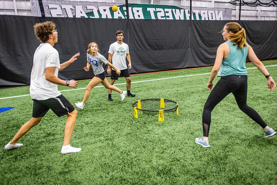 Northwest students participate in campus recreation activities at the Hughes Fieldhouse. The facility will open to the public for walking and other activities during the University's winter break. (Photo by Todd Weddle/Northwest Missouri State University)